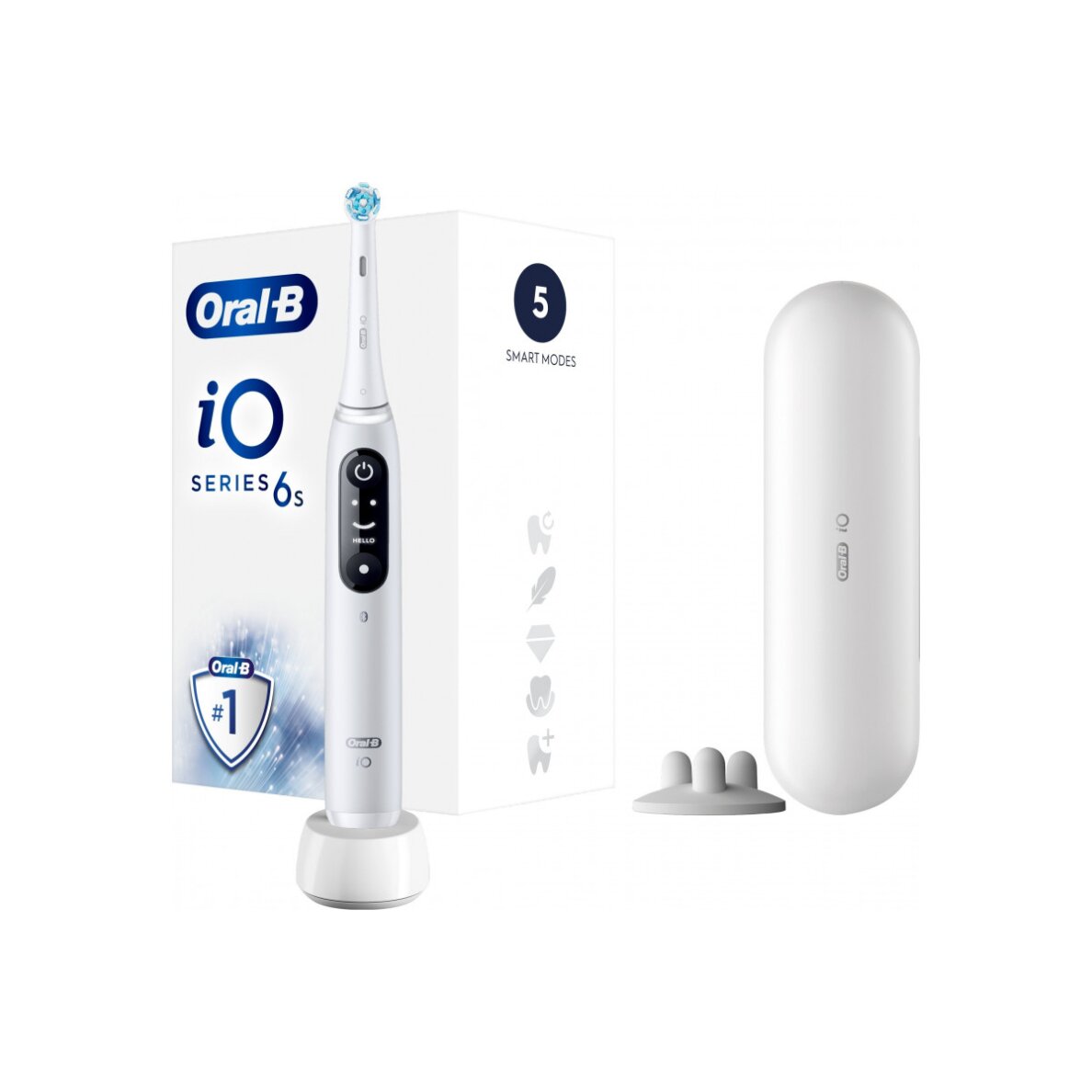 Oral-B Electric Toothbrush - iO6 - Rechargeable - For adults - Number of brush heads included 1 - Number of teeth brushing modes 5 - White