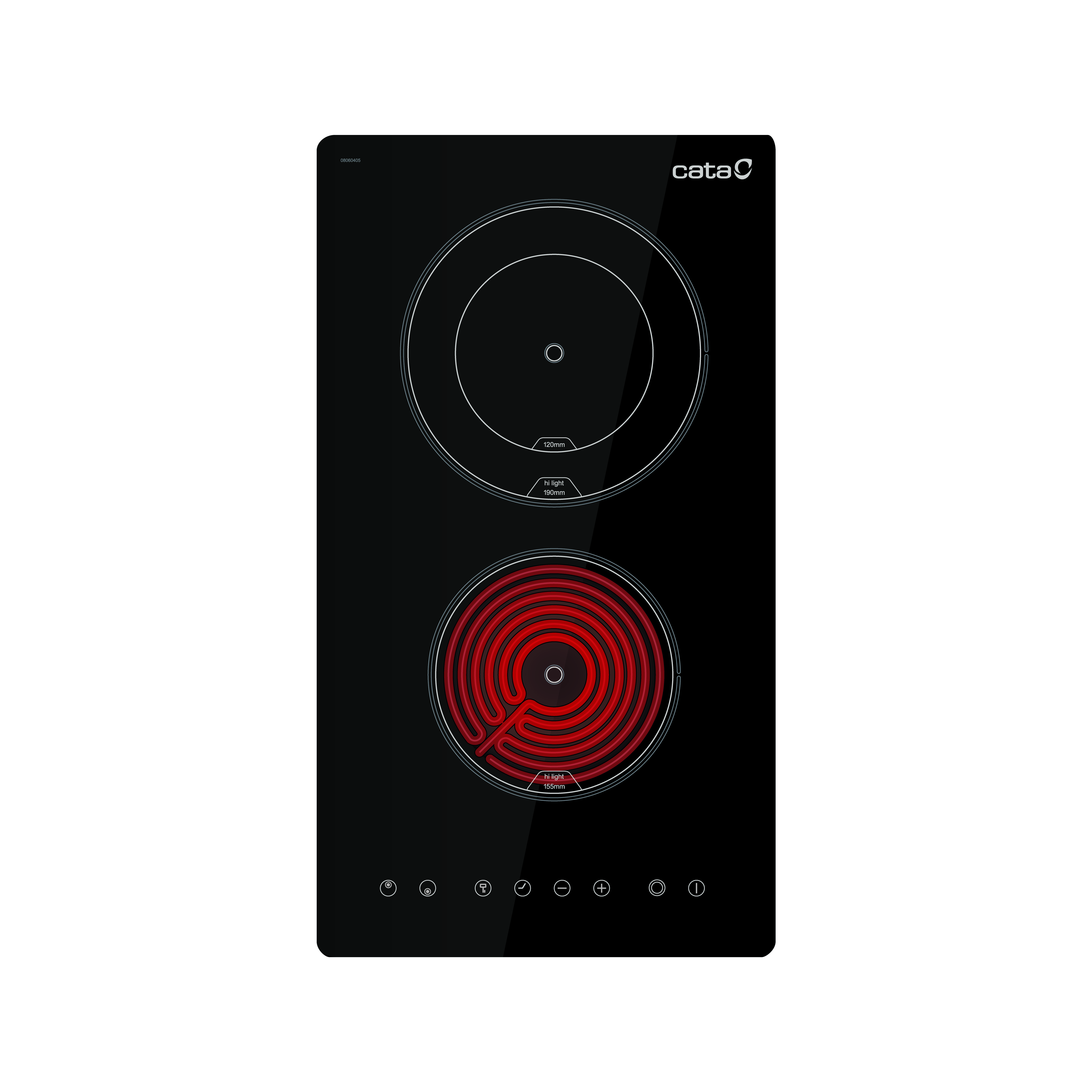 CATA Hob - TD 3002 BK - Vitroceramic - Number of burners/cooking zones 2 - Touch - Timer - Black