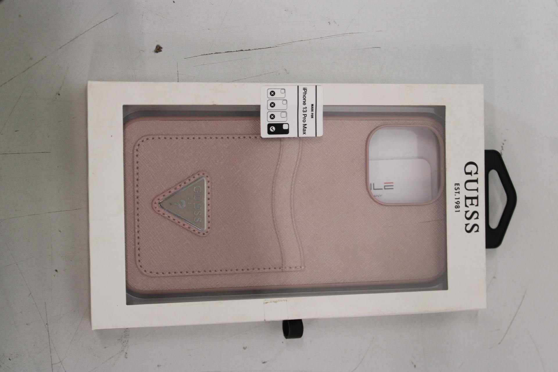 SALE OUT. Guess GUHCP13XPSATPP iPhone 13 Pro Max 6,7" różowy/pink hardcase SaffianoTriangle Logo Cardslot DIRTY PACKAGING - SALE OUT. SALE OUT. GUESS DIRTY PACKAGING