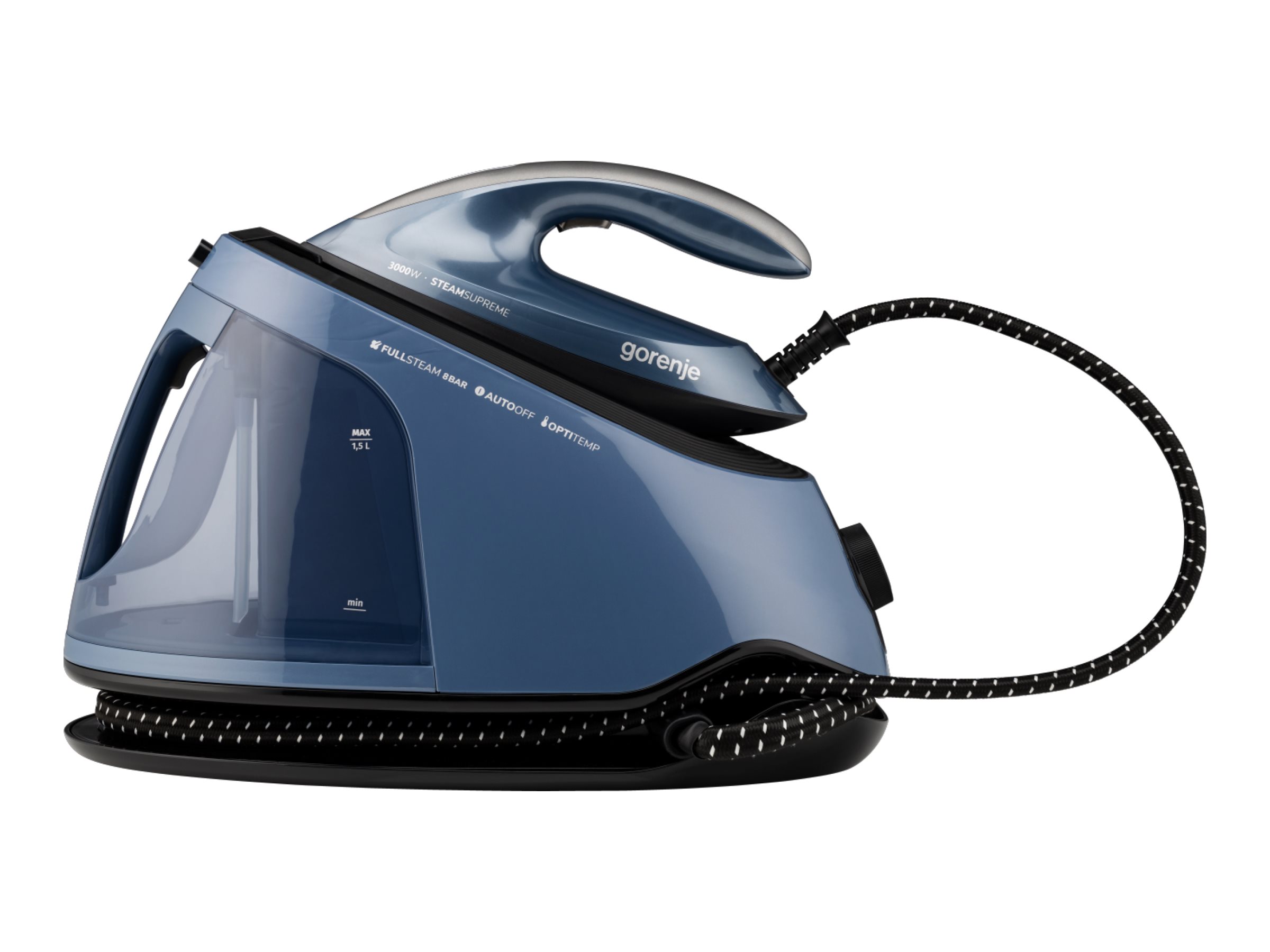 Gorenje Steam Generator Iron - SGD3000BBK - 3000 W - 8 bar - 1.5 L - Auto power off - Vertical steam function - Calc-clean function - Blue/Black