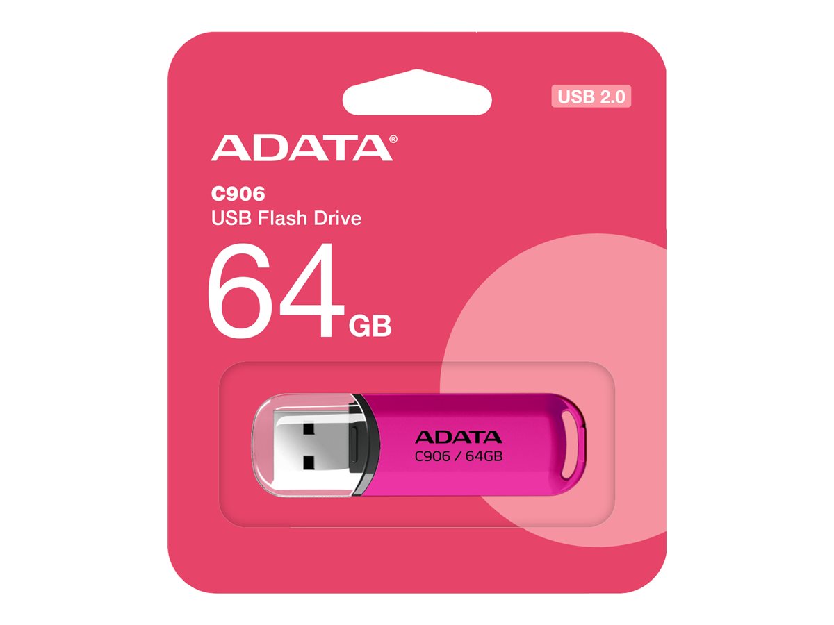 ADATA - USB Flash Drive - C906 - 64 GB - USB 2.0 - Pink