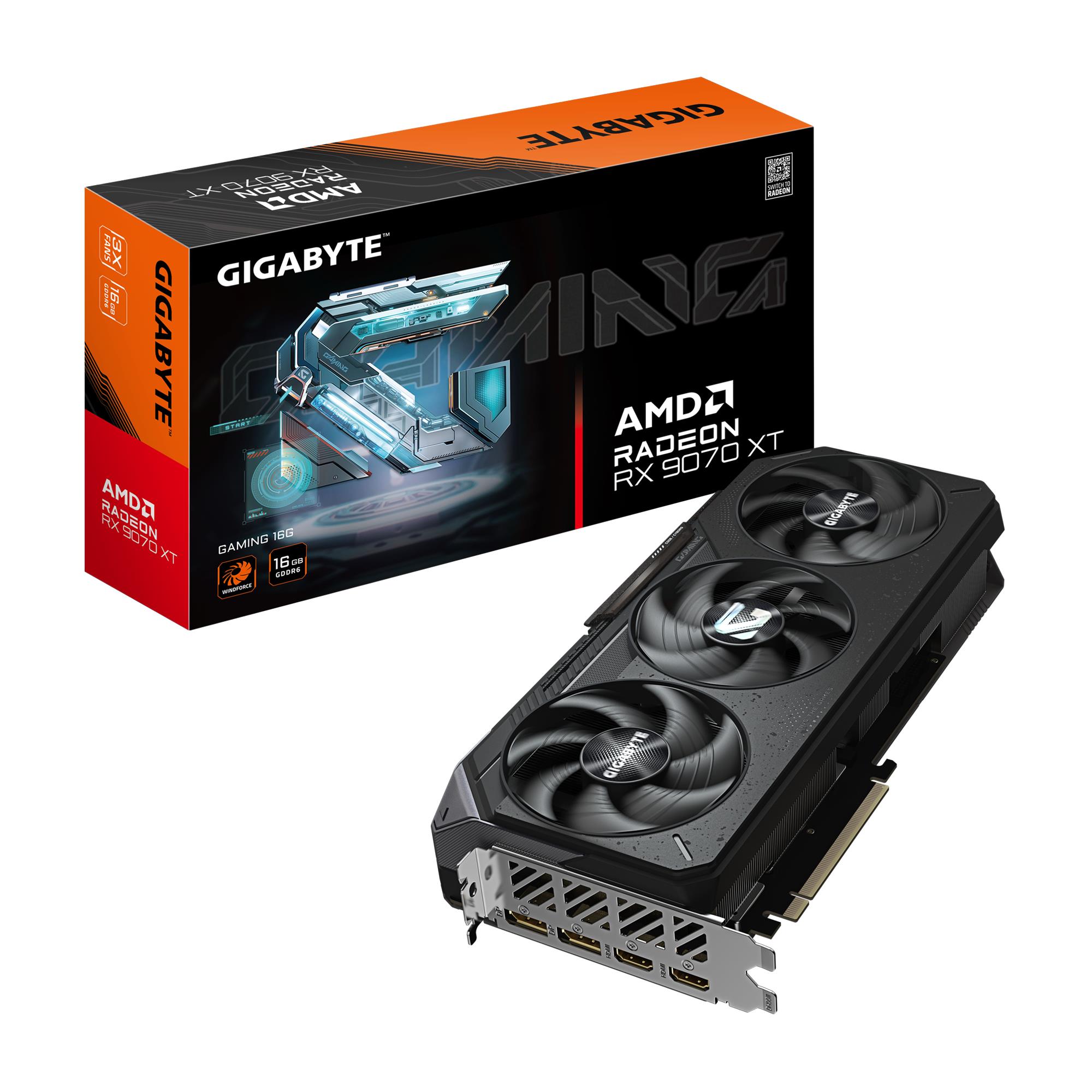 Graphics Card|GIGABYTE|AMD|Radeon RX 9070 XT|16 GB|GDDR6|256 bit|PCI Express 5.0|Active|GV-R9070XTGAMING-16GD1.0