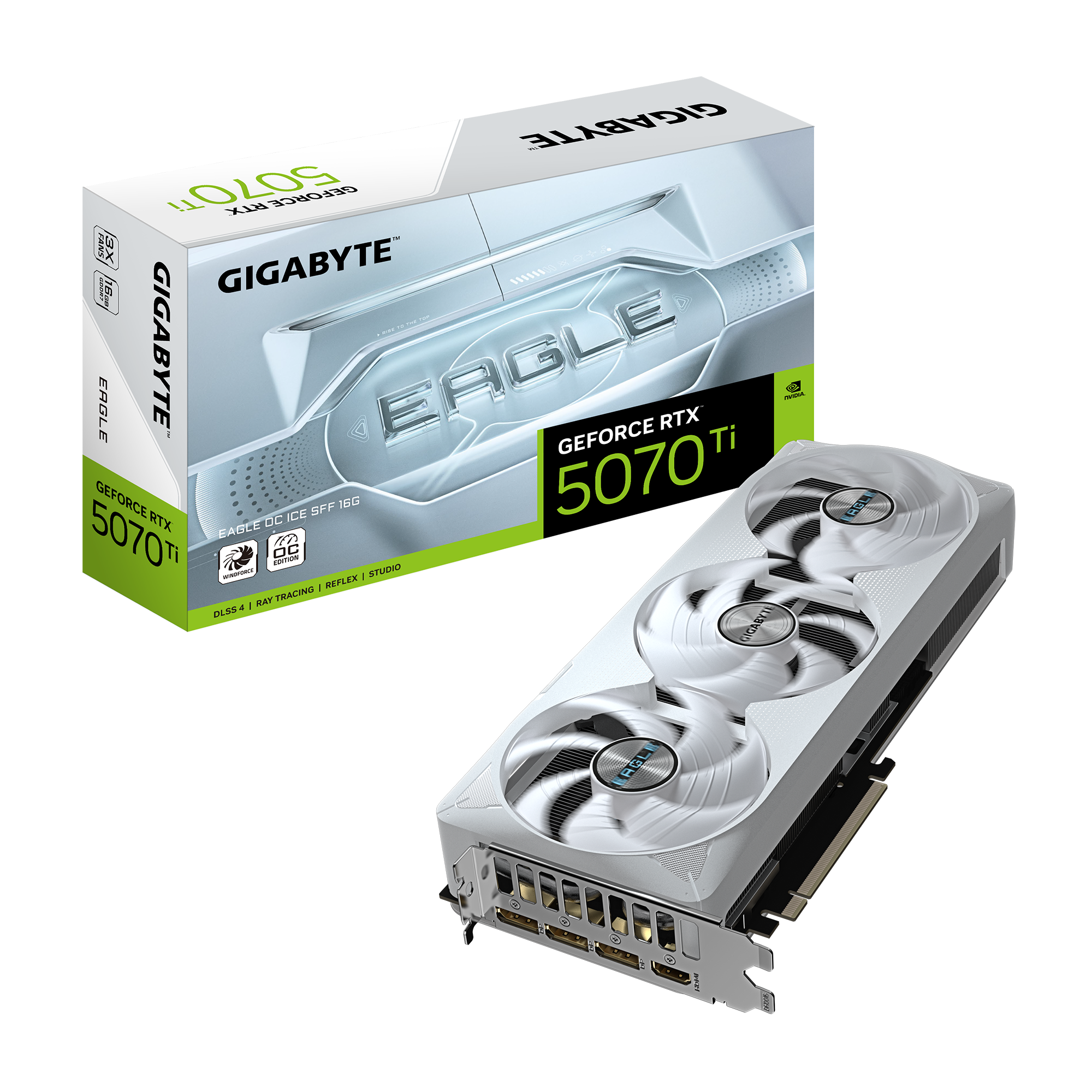 Gigabyte GeForce RTX 5070 Ti EAGLE OC ICE SFF 16G - NVIDIA - 16 GB - GeForce RTX 5070 Ti - GDDR7 - HDMI ports quantity 1 - PCI-E 5.0