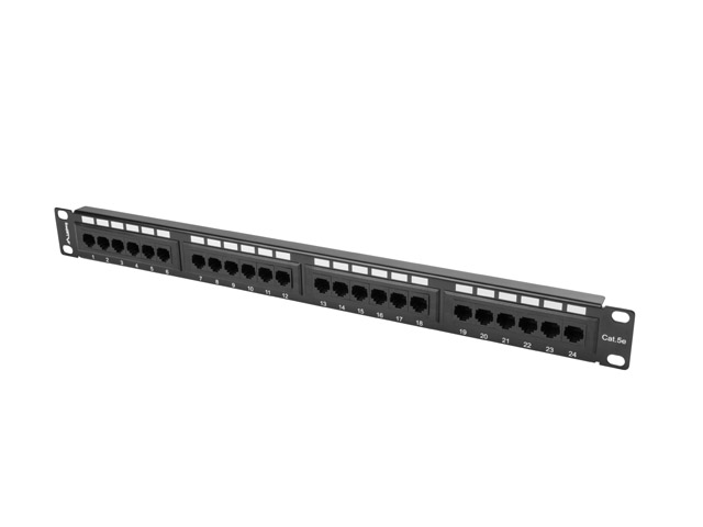 Lanberg - Patch Panel 24 port 1U 19" CAT.5E UTP - PPU5-1024-B - Black