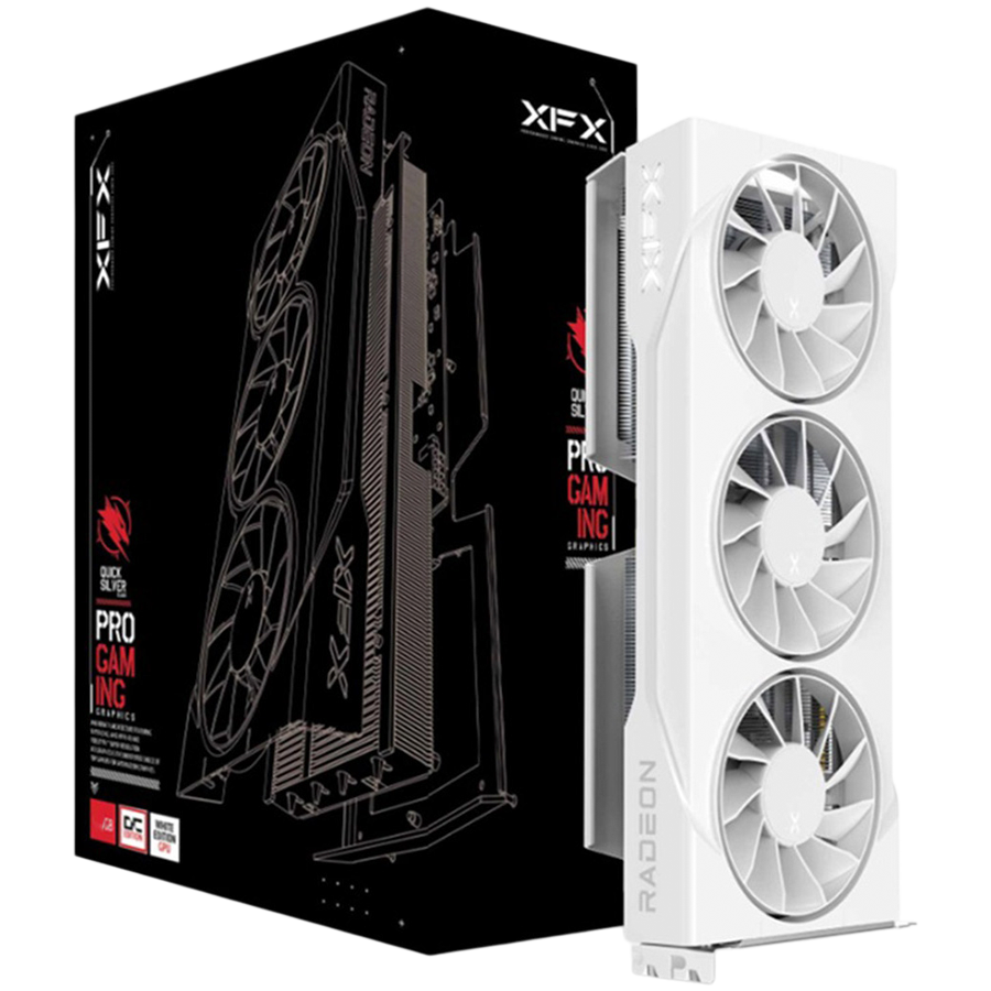 XFX Swift AMD Radeon RX 9060 XT OC White Triple Fan Gaming Edition 16GB GDDR6 128-bit HDMI 2x DP