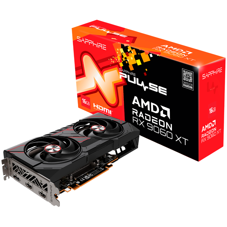 Graphics Card|SAPPHIRE|AMD Radeon RX 9060 XT|16 GB|GDDR6|128 bit|PCIE 5.0 16x|GPU 2700 MHz|Dual Slot Fansink|2xHDMI|1xDisplayPort|11350-03-20G