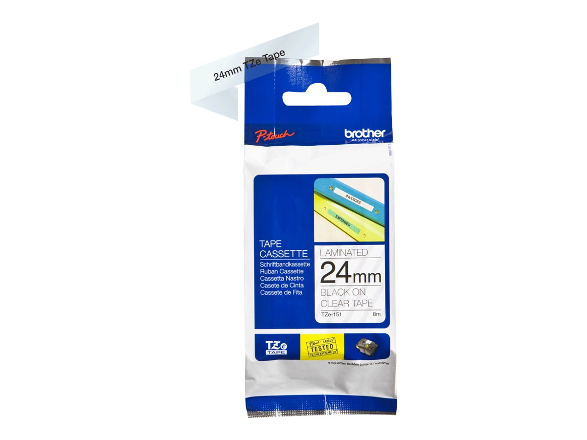 Brother - TZE-151 Laminated Tape - Black on Clear - TZe - 8 m - 2.4 cm