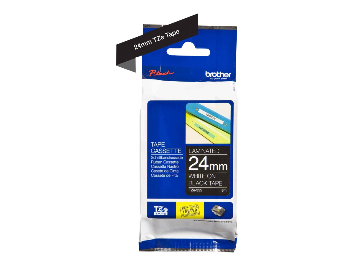Brother - TZe-355 Laminated Tape - White on Black - TZe - 8 m - 2.4 cm