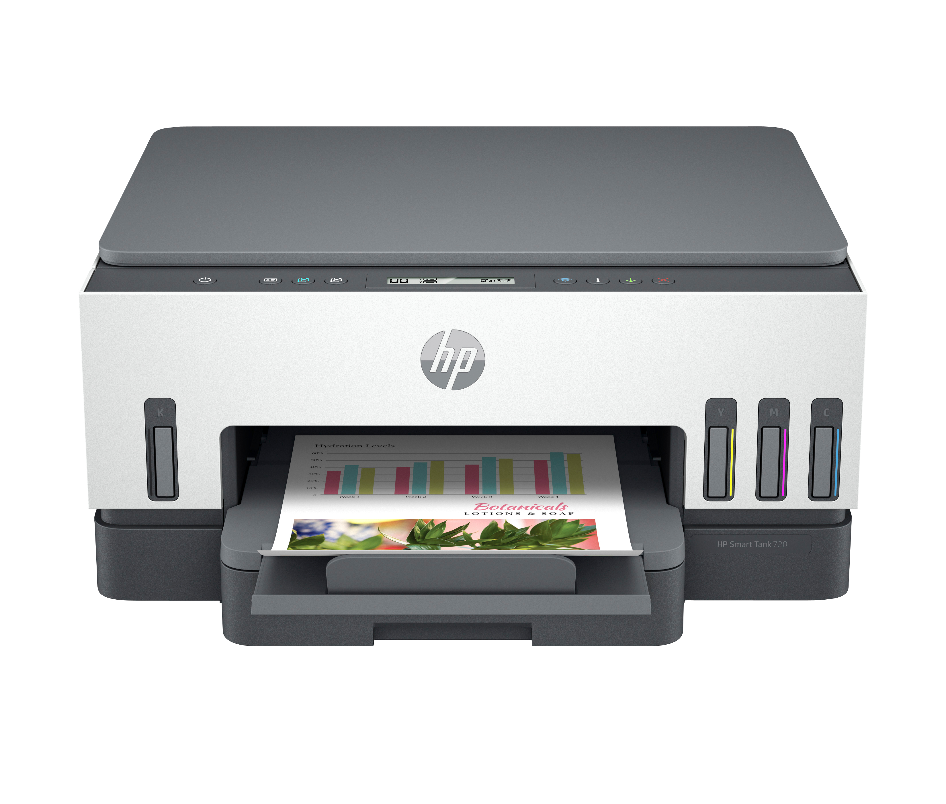 HP Smart Tank 720 AIO All-in-One Printer - A4 Color Ink, Print/Copy/Scan, Auto-Duplex, WiFi, 15ppm, 400-800 pages per month