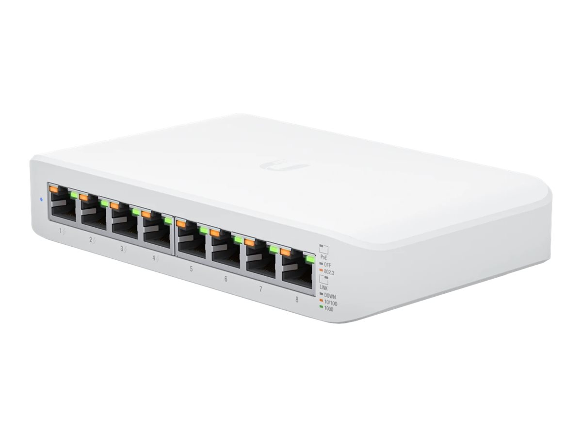 Ubiquiti - Switch Lite 8 PoE - USW-Lite-8-POE - Managed L2 - Wall-mountable/Desktop - PoE+ ports quantity 4
