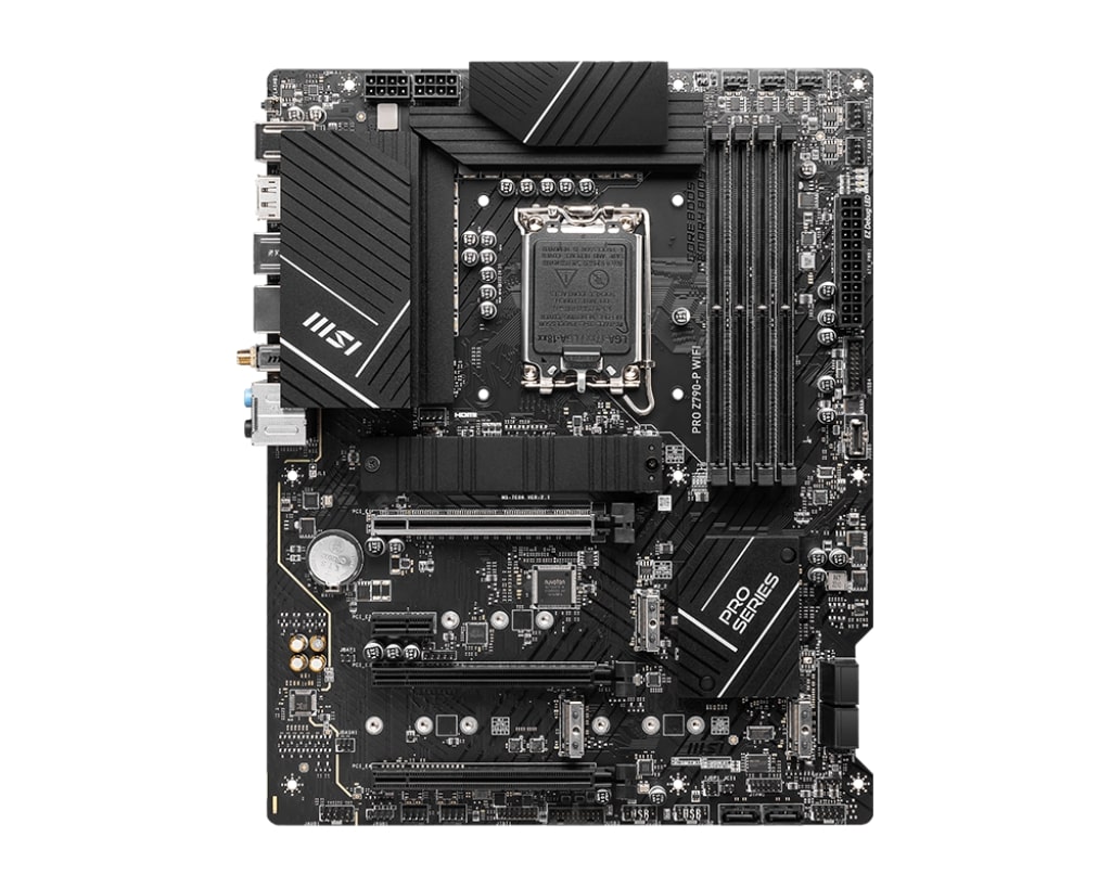 MSI - PRO Z790-P WIFI - Processor family Intel - Processor socket  LGA1700 - DDR5 DIMM - Memory slots 4 - Supported hard disk drive interfaces SATA, M.2 - Number of SATA connectors 6 - Chipset Intel Z790 - ATX