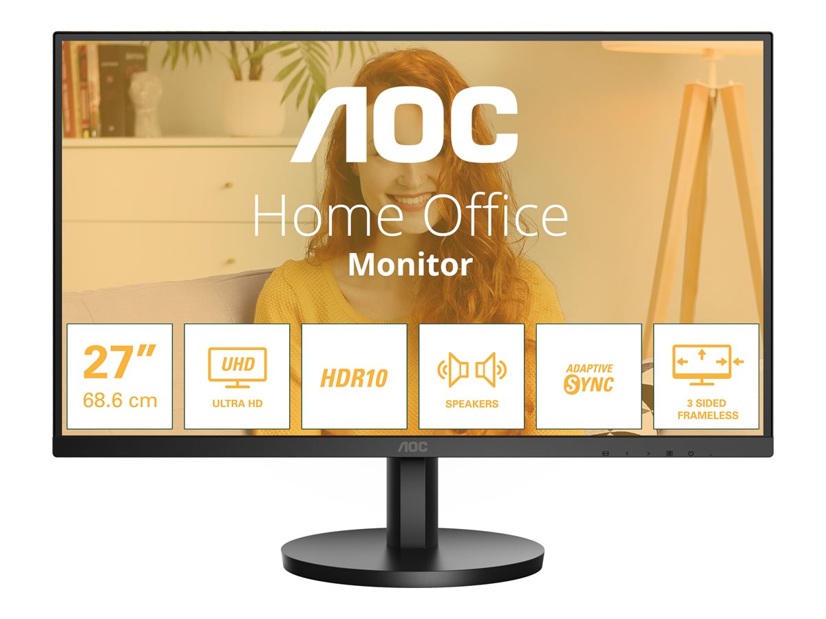 AOC - U27B3A - 27 " - IPS - UHD - 16:9 - 60 Hz - 4 ms - 3840 x 2160 pixels - 350 cd/m² - HDMI ports quantity 2