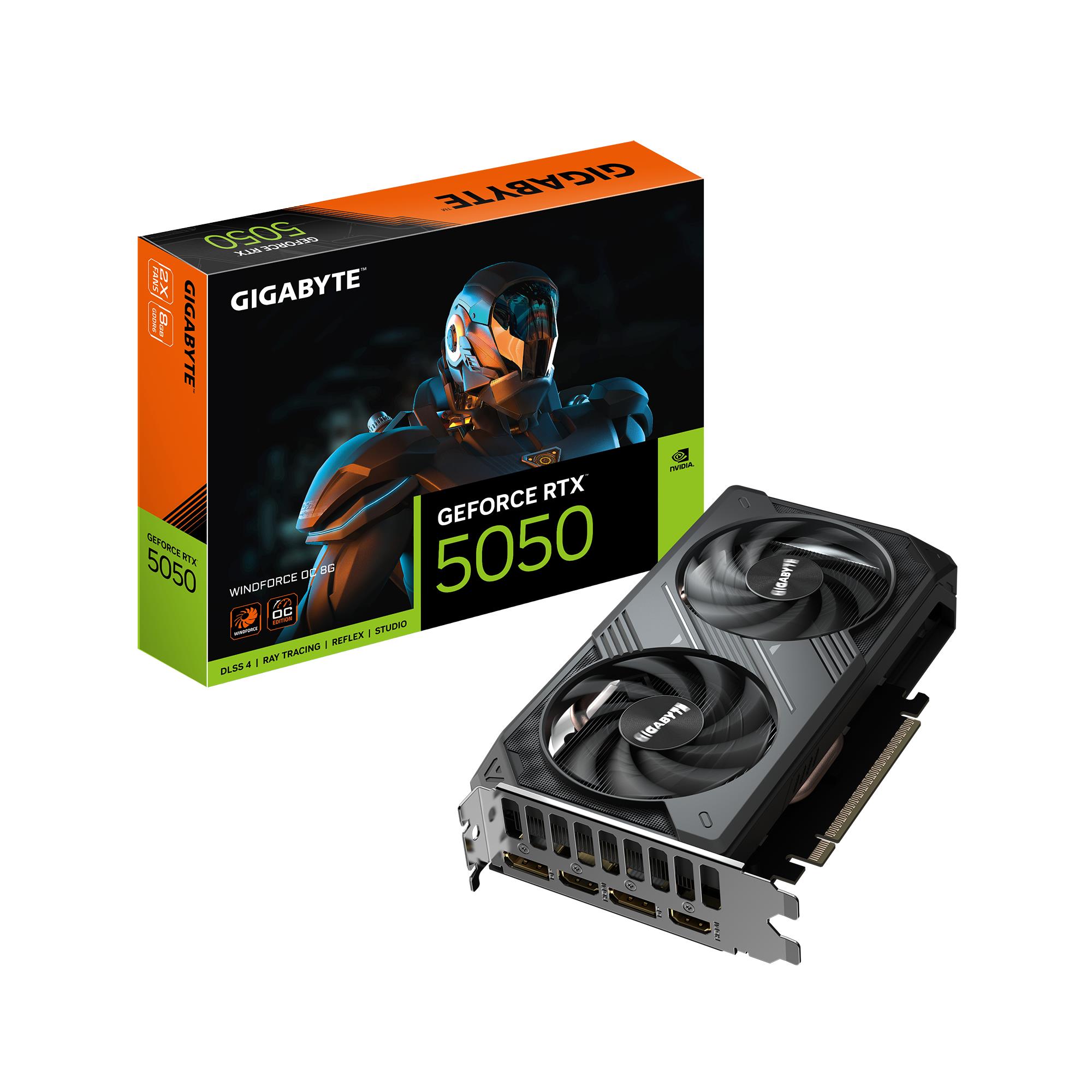 Graphics Card|GIGABYTE|NVIDIA GeForce RTX 5050|8 GB|GDDR6|128 bit|PCIE 5.0 16x|GPU 2587 MHz|Dual Slot Fansink|GV-N5050WF2OC-8GD1.0