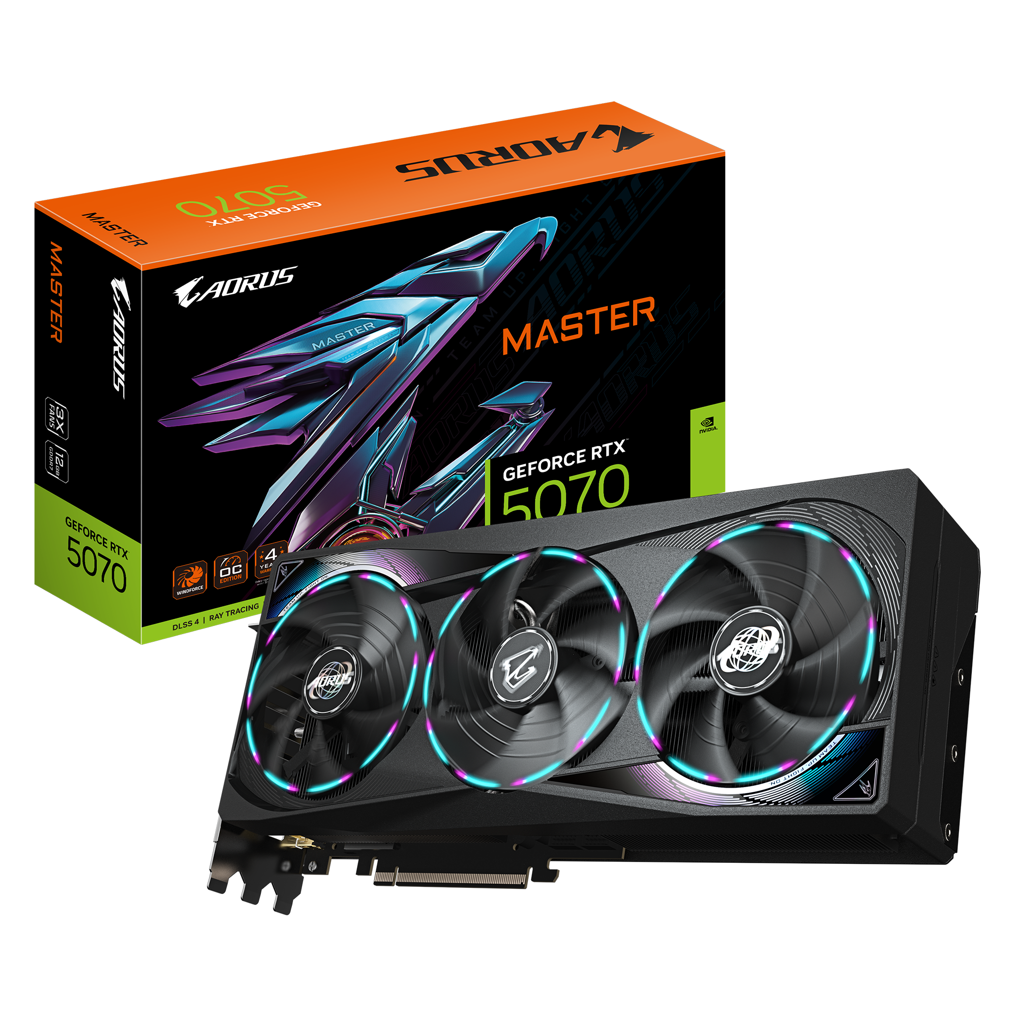 Gigabyte AORUS GeForce RTX 5070 MASTER 12G - NVIDIA - 12 GB - GeForce RTX 5070 - HDMI ports quantity 1 - PCI-E 5.0
