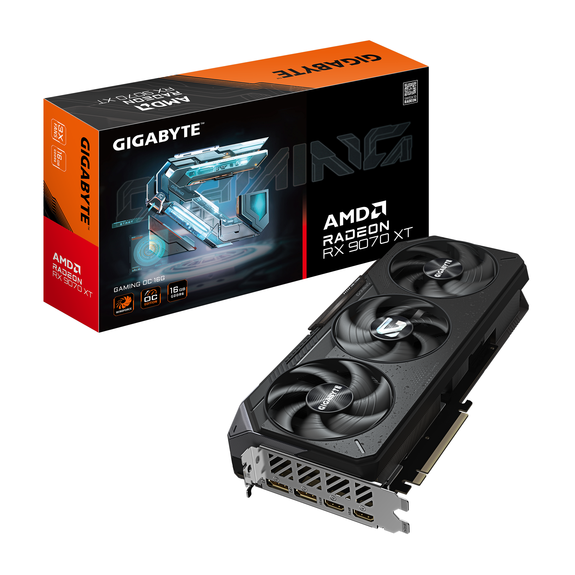 Gigabyte Radeon RX 9070 XT GAMING OC 16G - AMD - 16 GB - Radeon RX 9070 XT - HDMI ports quantity 2 - PCI-E 5.0