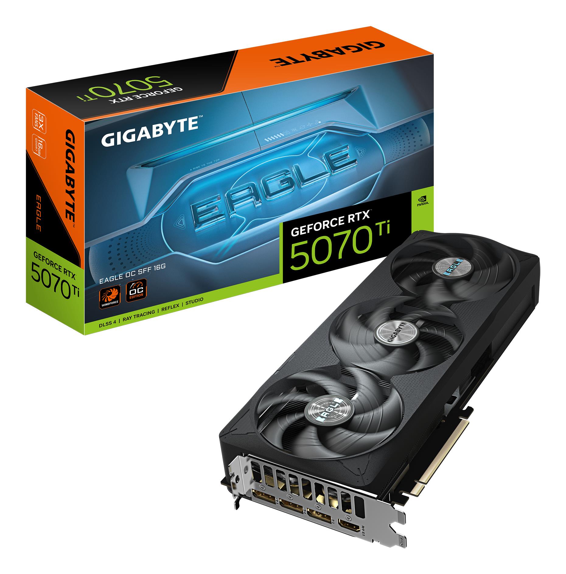 Graphics Card|GIGABYTE|NVIDIA GeForce RTX 5070 Ti|16 GB|GDDR7|256 bit|PCIE 5.0 16x|Triple slot Fansink|1xHDMI|3xDisplayPort|GV-N507TEAGLEOC-16GD1.0