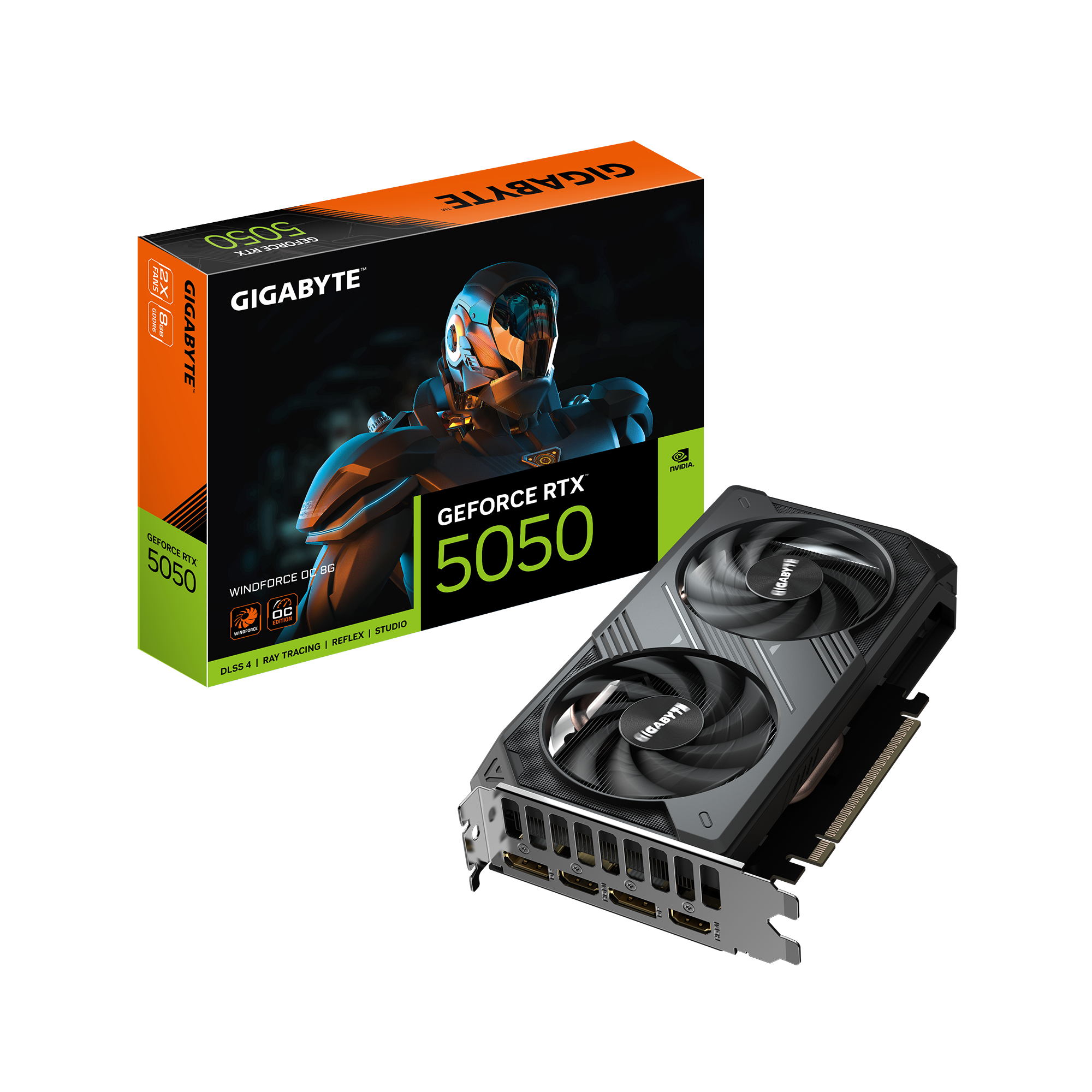 Gigabyte GeForce RTX 5050 WINDFORCE OC 8G - NVIDIA - 8 GB - GeForce RTX 5050 - GDDR6 - HDMI ports quantity 2 - PCI-E 5.0