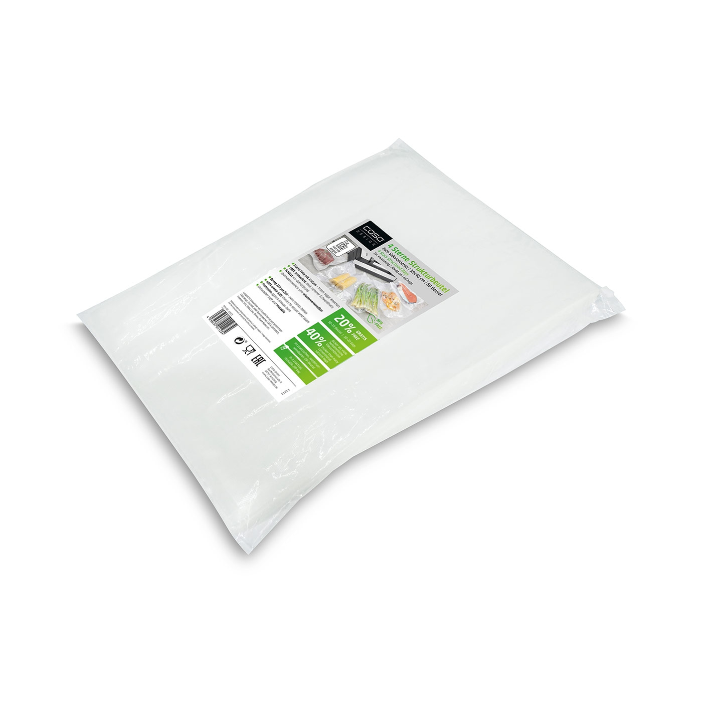 Caso - 4 Stars Structured Bags 30 x 40 cm, 60 pcs - Transparent