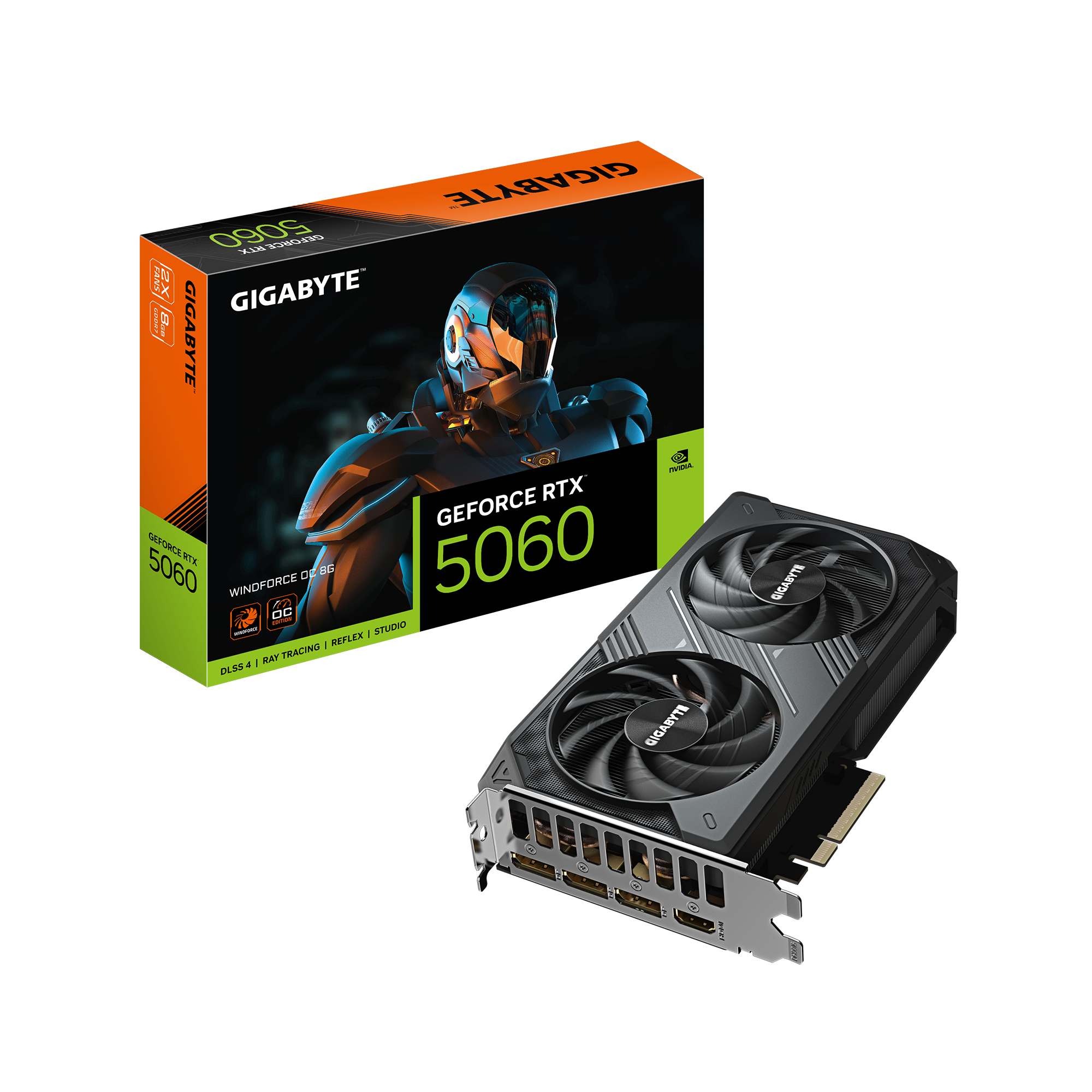 Gigabyte GeForce RTX 5060 WINDFORCE OC 8G - NVIDIA - 8 GB - GeForce RTX 5060 - GDDR7 - HDMI ports quantity 1 - PCI-E 5.0