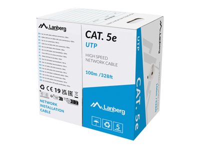 Lanberg - LAN Cable CAT.5E UTP 100M Solid CU Grey Fluke Passed - LCU5-12CU-0100-S
