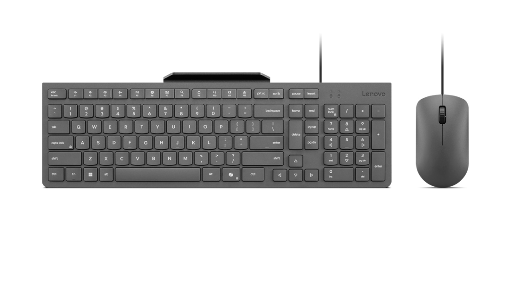 Lenovo 310 USB-A Wired Combo US English - Keyboard and Mouse Set - Wired - Mouse included - US English - Luna Grey