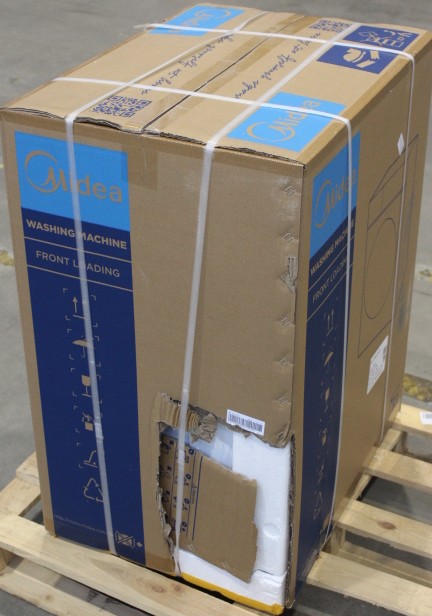 SALE OUT. Midea MF110W60/W-HR Washing Machine - Midea Washing Machine - MF110W60/W-HR - Energy efficiency class D - Front loading - Washing capacity 6 kg - 1000 RPM - Depth 40 cm - Width 60 cm - LED - Steam function - White - DAMAGED PACKAGING