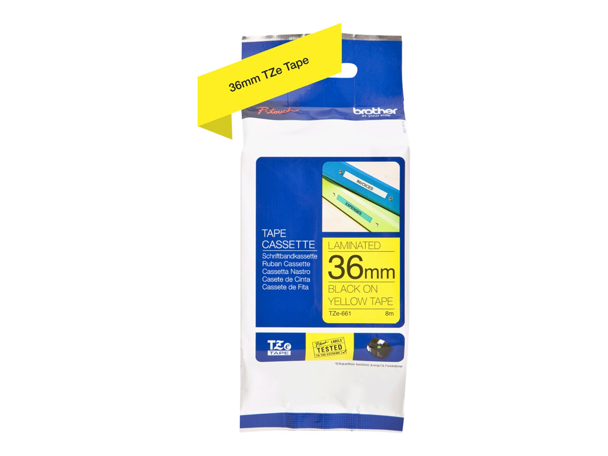 Brother - TZe-661 Laminated Tape - Black on Yellow - TZe - 8 m - 3.6 cm