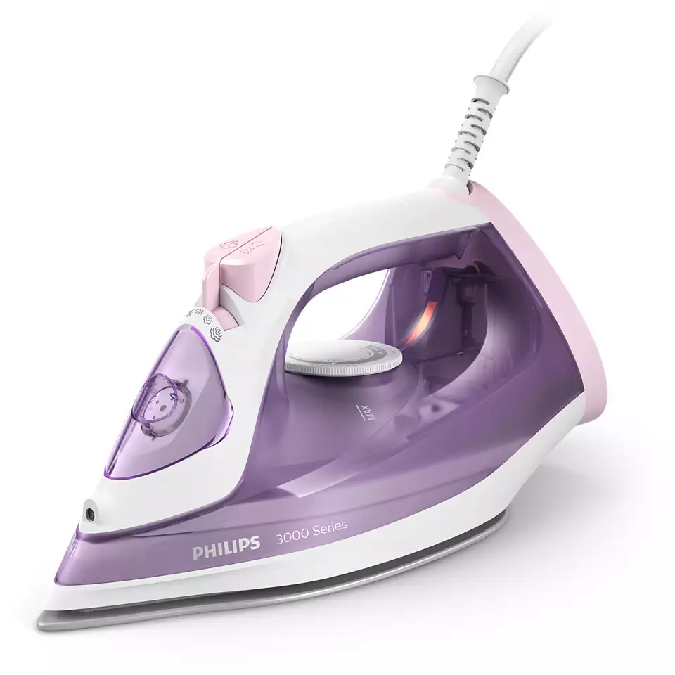 Philips - DST3010/30 3000 Series - Steam Iron - 2000 W - Water tank capacity 300 ml - Continuous steam 30 g/min - Purple/White