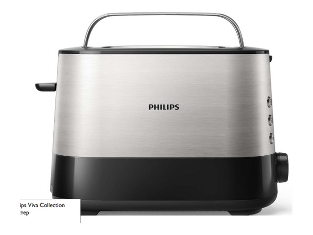 Philips - Toaster - HD2635/90 Viva Collection - Number of slots 2 - Housing material Metal/Plastic - Stainless Steel/Black