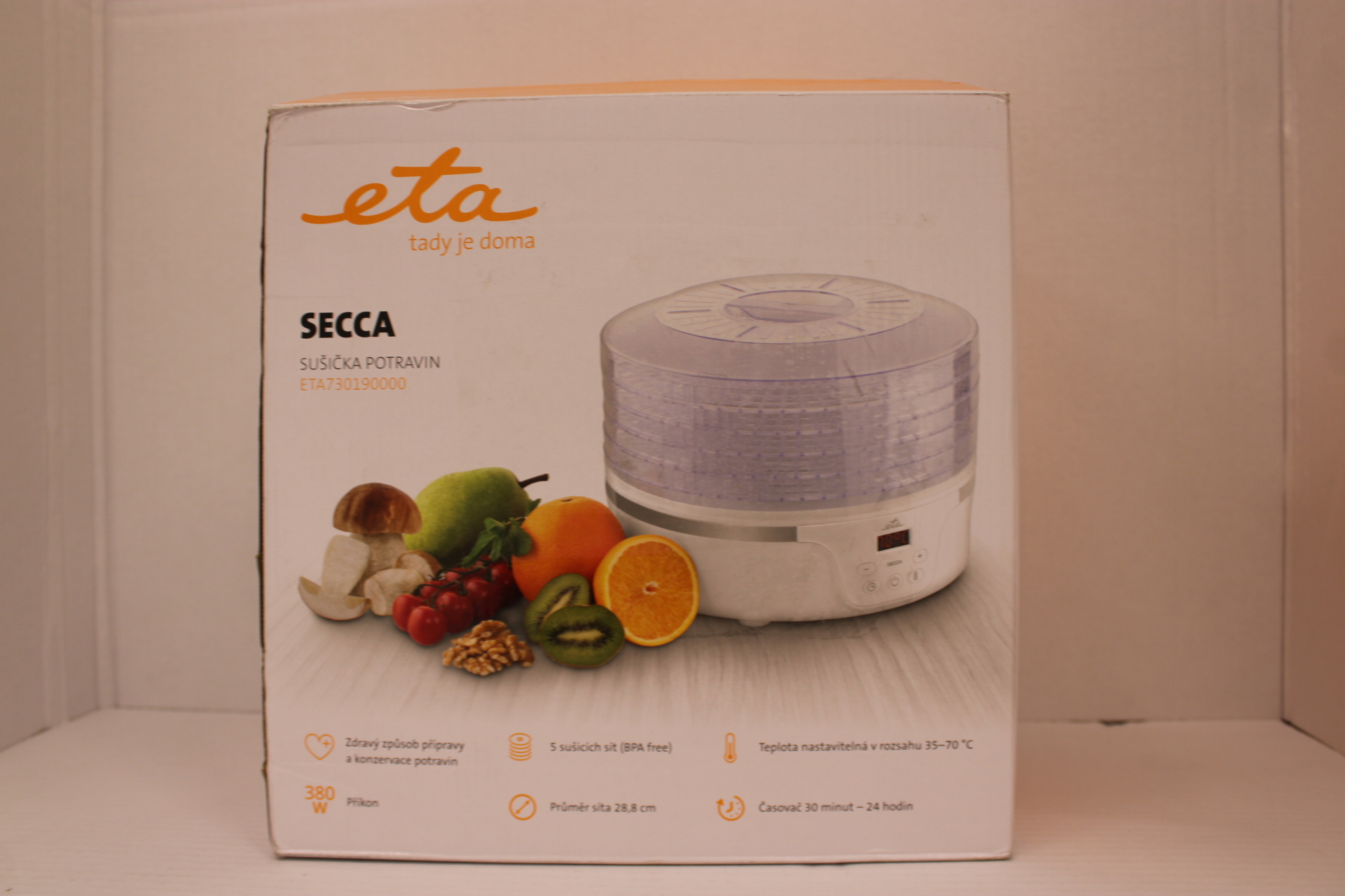 SALE OUT. ETA Fruit Dryer - ETA730190000 Secca - Power 380 W - Number of trays 5 - Integrated timer - White - DEMO
