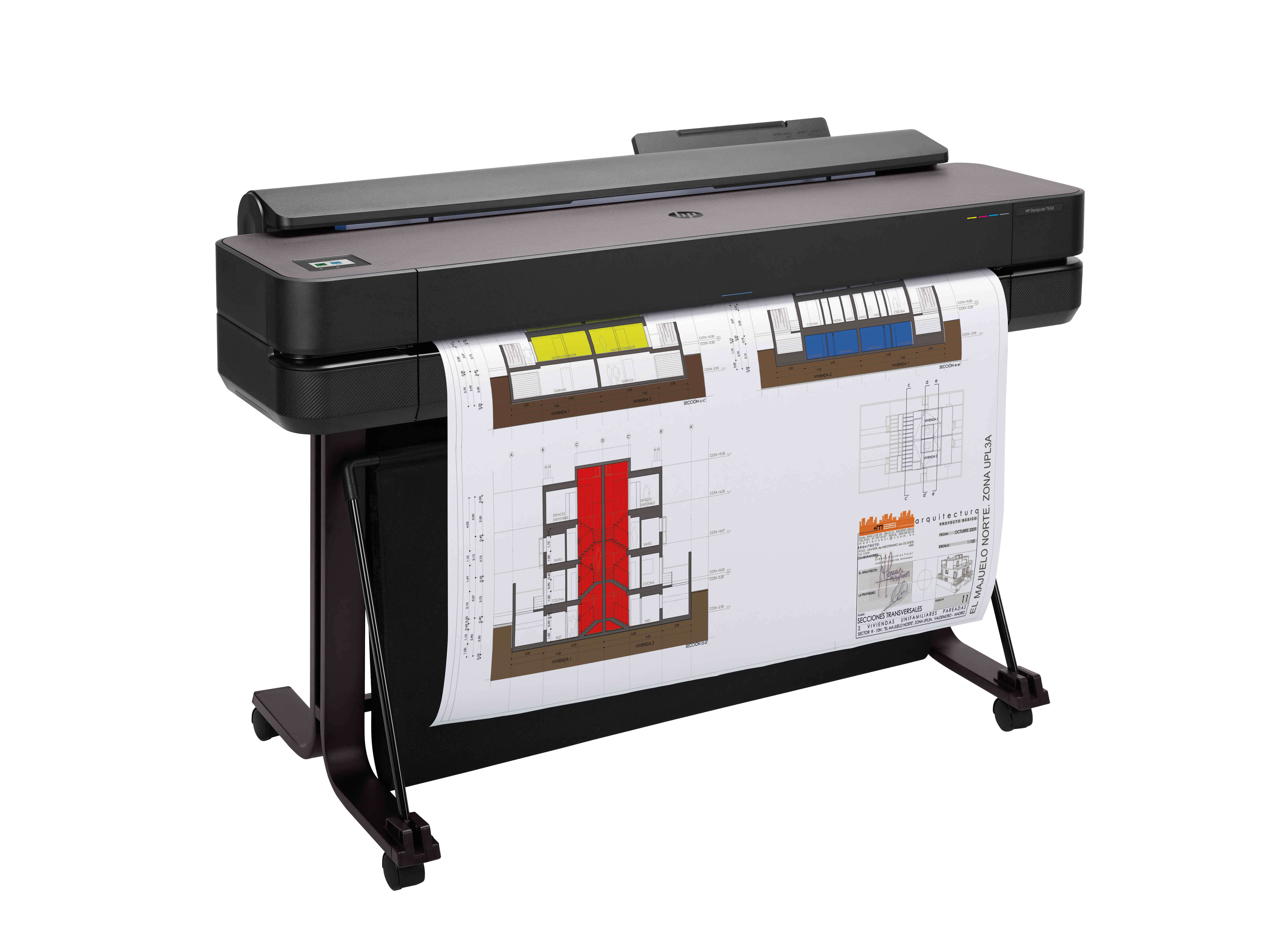 HP DesignJet T650 Printer/Plotter 2025 edition - 36" Roll/A4,A3,A2,A1,A0 Color Ink, Print, Auto Sheet Feeder, Auto Horizontal Cutter, LAN, WiFi, 25 sec/A1 page, 82 A1 prints/hour, with Stand, 2 years