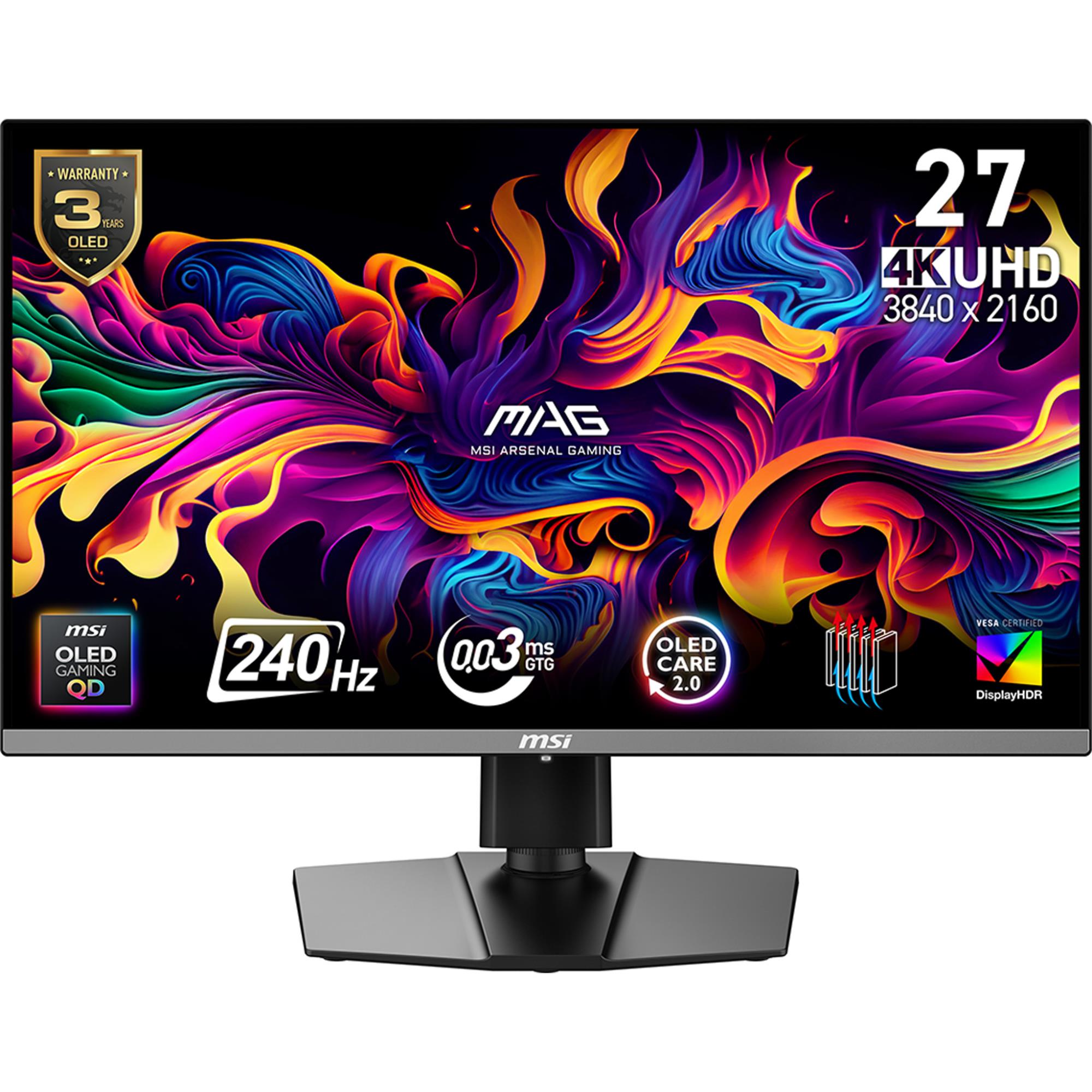 Monitor|MSI|26.5 "|3840 x 2160 pixels|4K Ultra HD|Native aspect ratio 16:9|QD-OLED|MAG272UPQD-OLEDX24