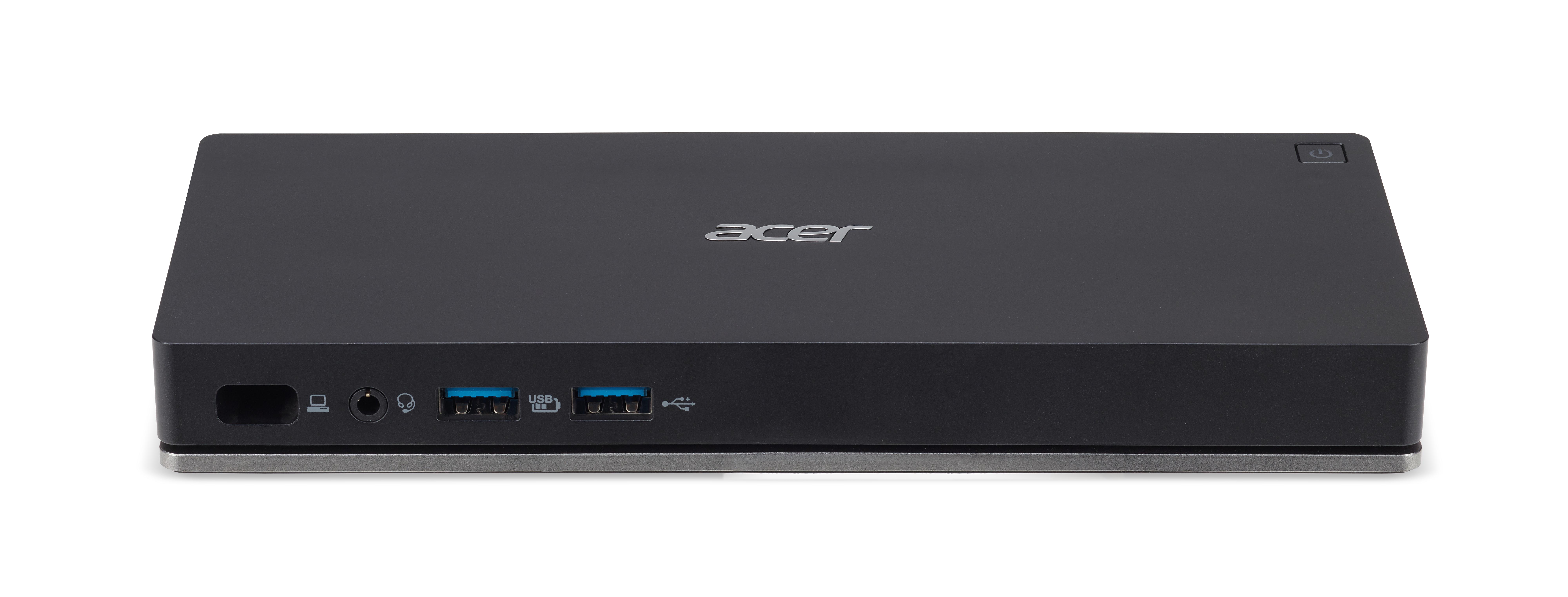Acer USB TYPE-C Docking Station II - EU Power Cord, Black - Ethernet LAN (RJ-45) ports 1 - USB 3.0 (3.1 Gen 1) ports quantity 2