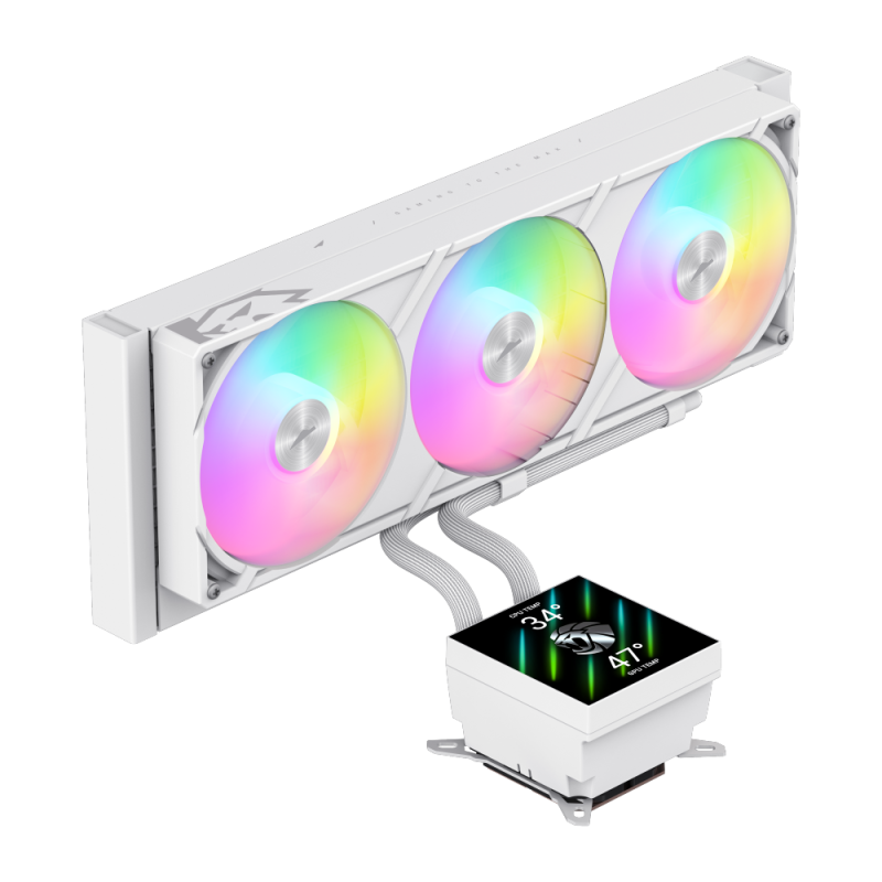 Gamemax CPU Liquid Cooler - GLACIER 360 LCD WH - White