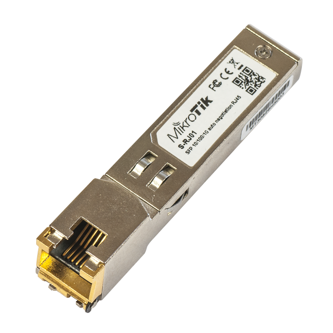 MikroTik - S-RJ01 - SFP - Copper - RJ-45 - 10/100/1000 Mbit/s - Maximum transfer distance 100 m - 0 to +85C