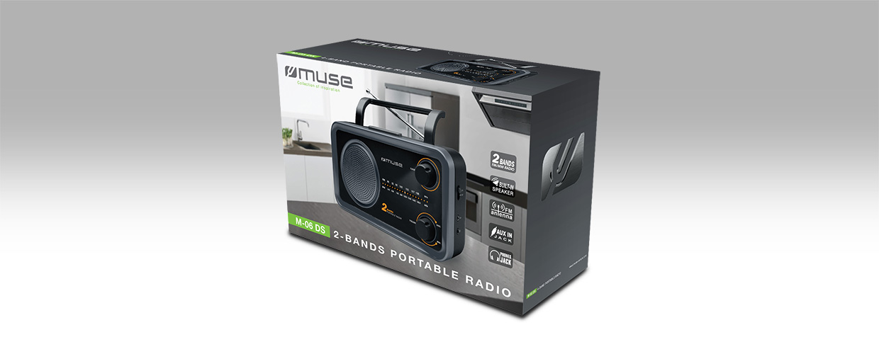 Muse - 2-bands portable radio - M-06DS - AUX in - Grey