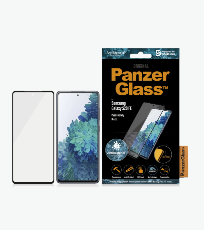 PanzerGlass - Samsung - Galaxy S20 FE CF - Glass - Black - Works with face recognition and is compatible with the in-screen fingerprint reader; Case Friendly - Clear Screen Protector