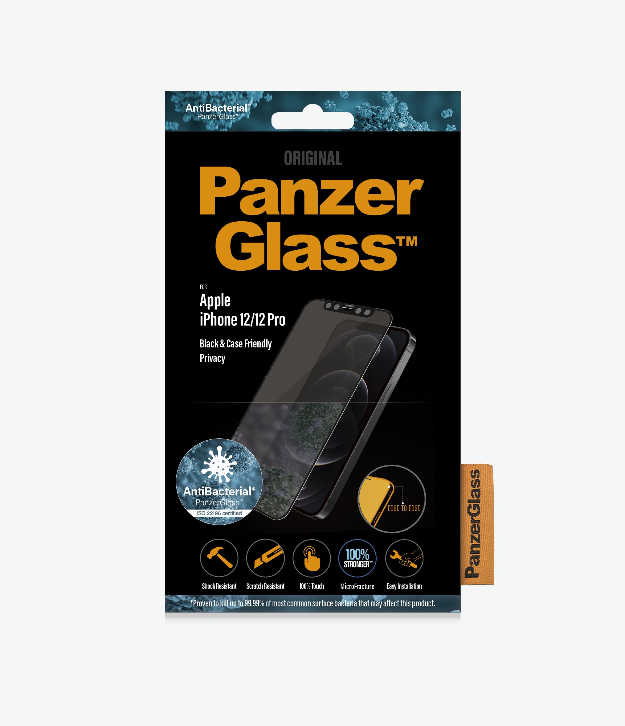 PanzerGlass - Apple - For iPhone 12/12 Pro - Glass - Black - Case Friendly - Privacy glass