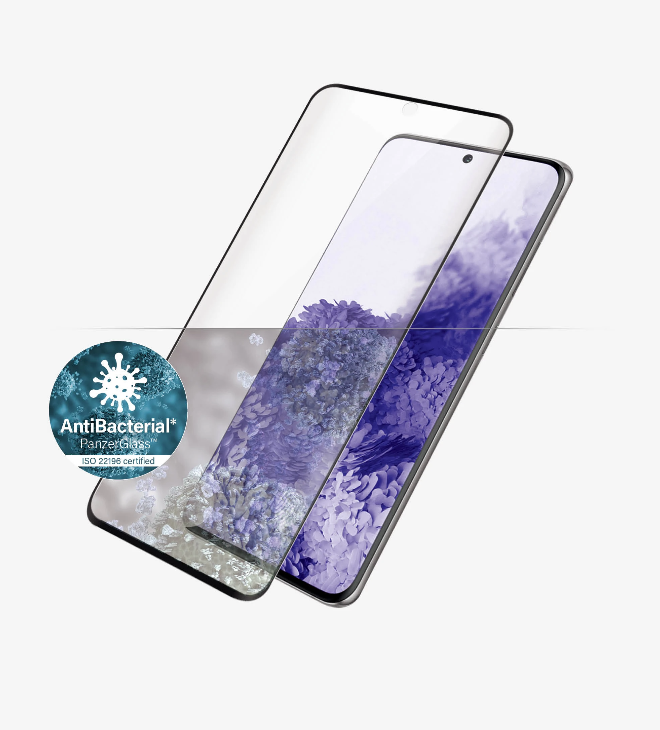 PanzerGlass - Samsung - Galaxy S21 Ultra Series - Antibacterial glass - Black - Case Friendly, Compatible with the in-screen fingerprint reader - Antifingerprint screen protector
