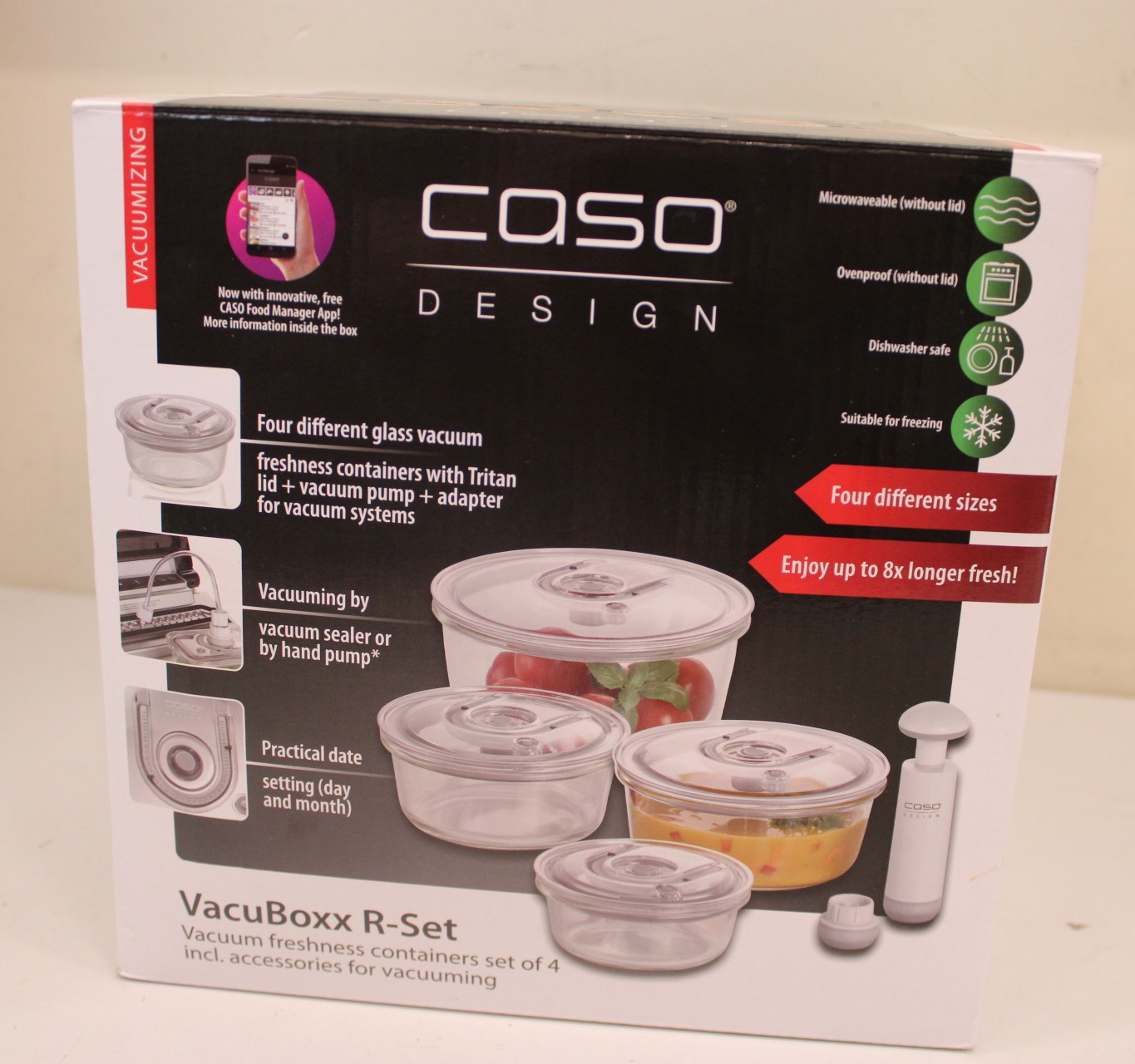 SALE OUT.  - Caso - Vacuum freshness containers round - 01187 - Set of 4 - DOES NOT HOLD IS THE VACUUM
