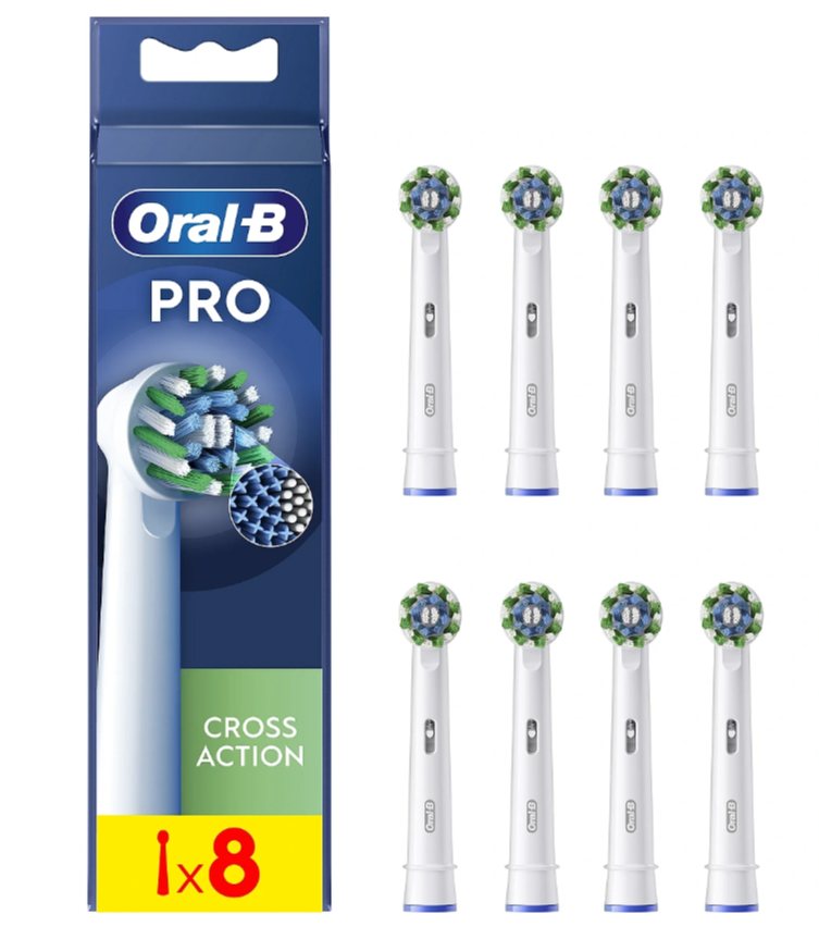 Oral-B - Replaceable toothbrush heads - EB50RX-8 Cross Action Pro - Heads - For adults - Number of brush heads included 8 - White