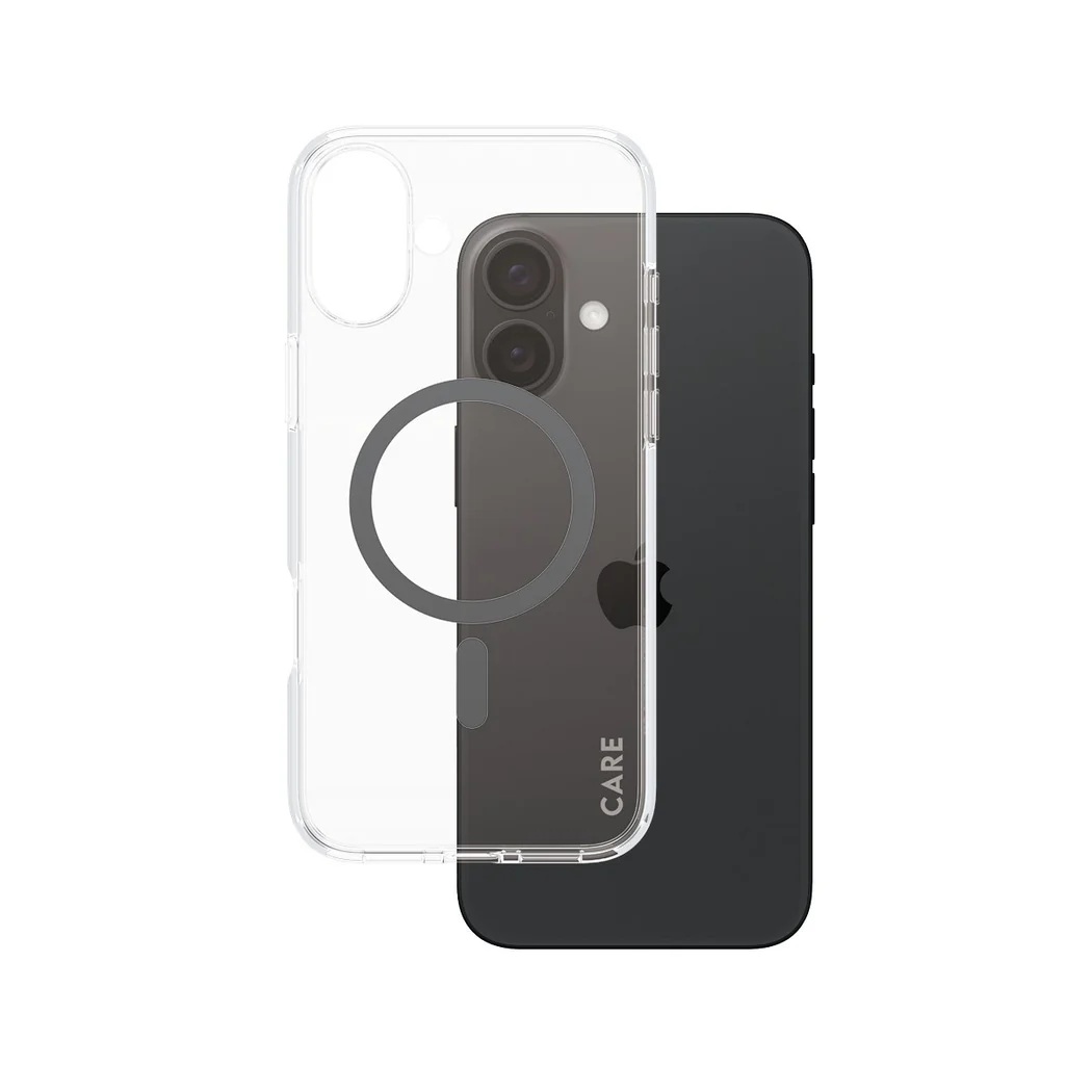 CARE by PanzerGlass Case Flagship - Back protection - Apple - iPhone 16 Plus - Recycled plastic - Transparent/Black - MagSafe