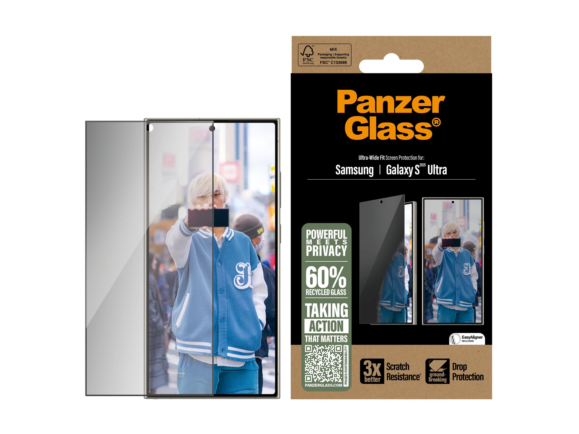 PanzerGlass Privacy Screen Protector Samsung Galaxy S25 Ultra - Ultra-Wide Fit - PanzerGlass