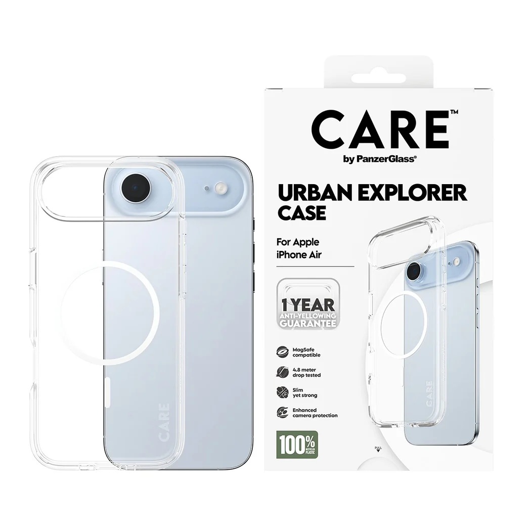 PanzerGlass Back cover - Apple - iPhone Air - Recycled plastic - Transparent - Urban Explorer w. White MagSafe