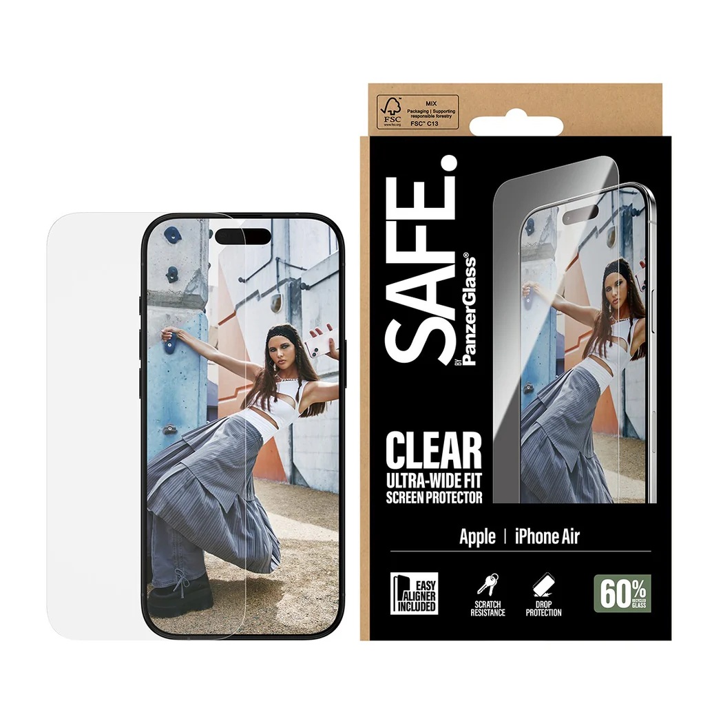 PanzerGlass Screen protector - Apple - iPhone Air - Glass - Transparent - Ultra-Wide Fit w. EasyAligner