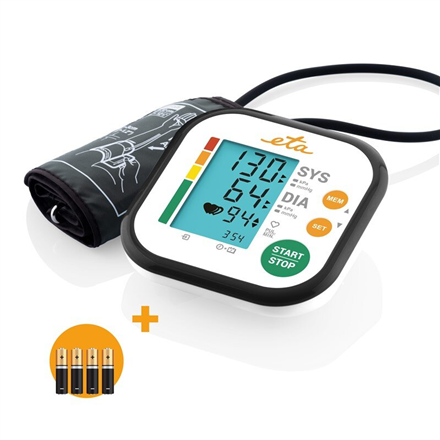 ETA - Upper Arm Blood Pressure Monitor - ETA229790000 - Memory function - Number of users 2 user(s) - 4 - Suitable for home use. Measurement of systolic and diastolic pressure, pulse. Oscillometric measurement method. Display of measured values ​​on LCD. 