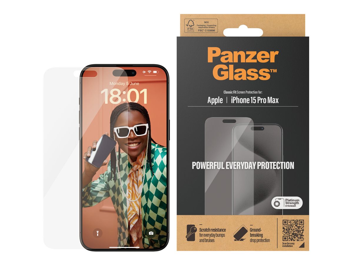 PanzerGlass - Screen protector - Apple - Phone 15 Pro Max - Glass - Transparent