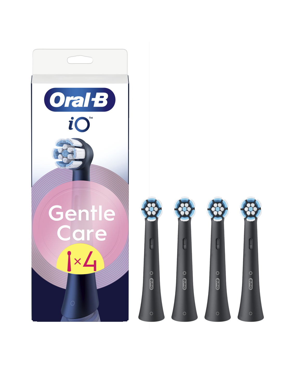 Oral-B - Replaceable toothbrush heads - iO GentleCare - Heads - For adults - Number of brush heads included 4 - Black