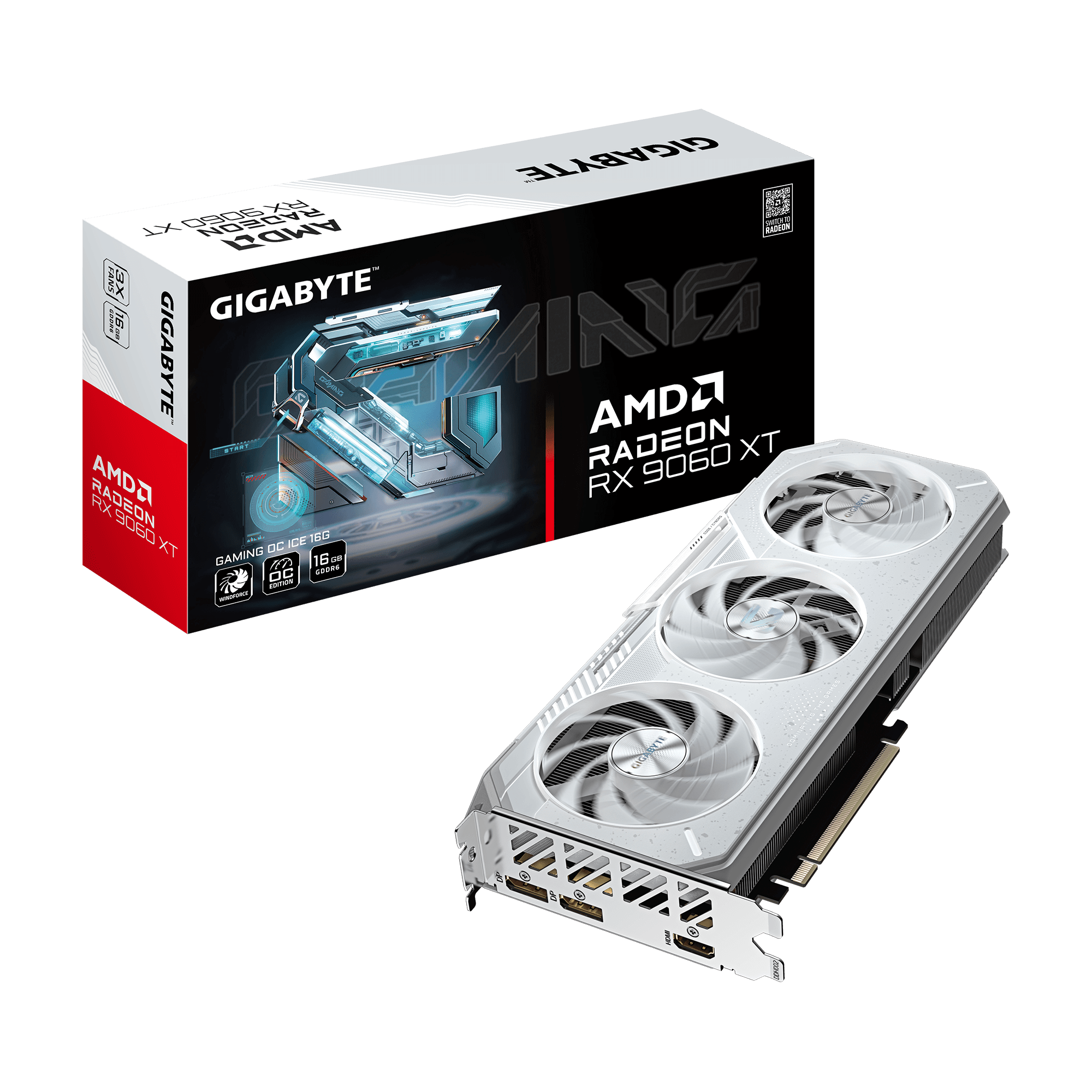Gigabyte Radeon RX 9060 XT GAMING OC ICE 16G - AMD - 16 GB - Radeon RX 9060 XT - GDDR6 - HDMI ports quantity 1 - PCI-E 5.0