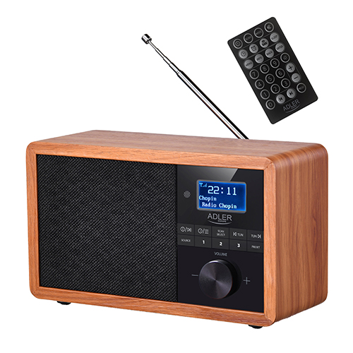 Adler - Radio DAB+ Bluetooth - AD 1184 - Alarm function - Black/Brown